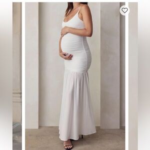 New | Bumpsuit Drop Waist Shirred Maxi Dress XS